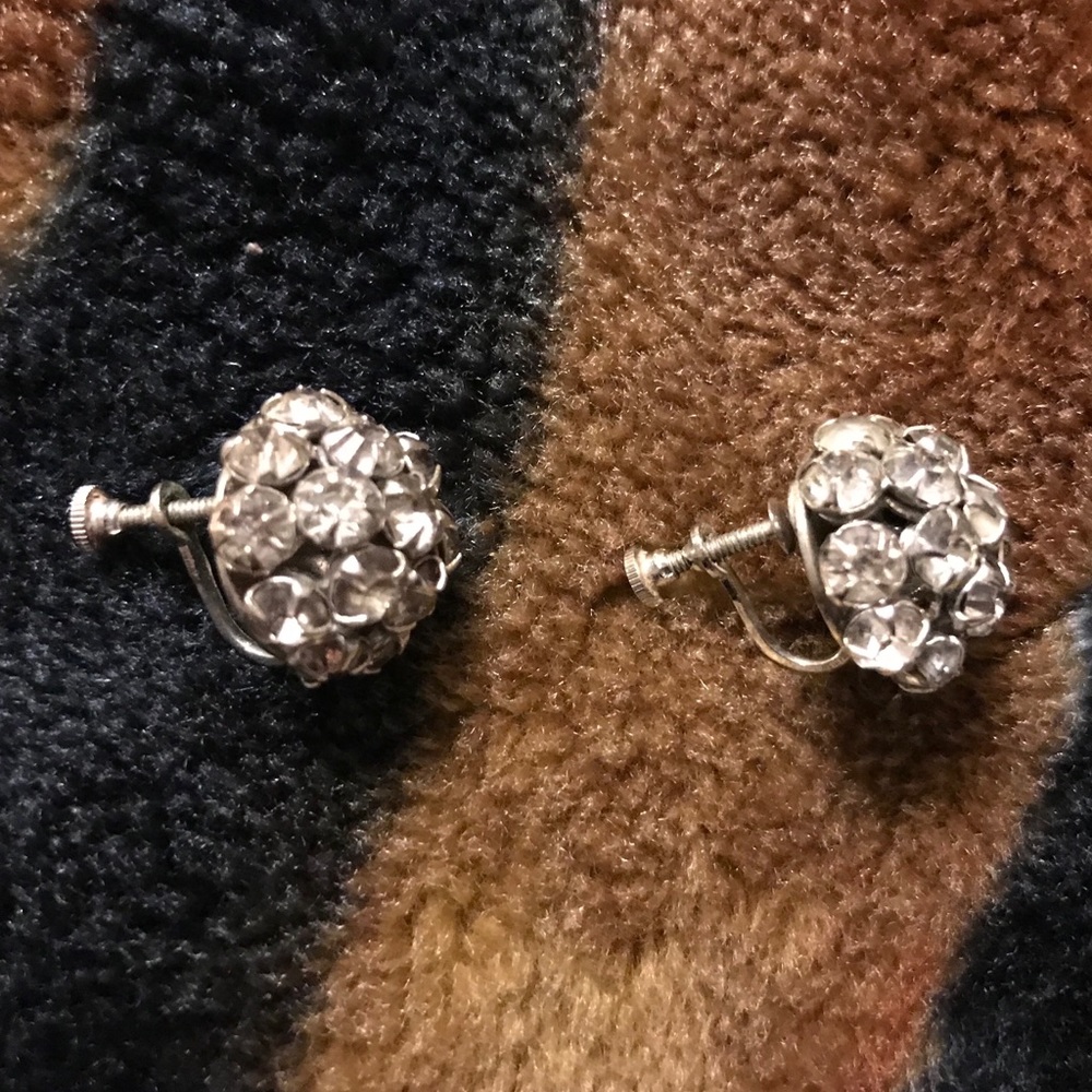 Antique crystal screw back earrings